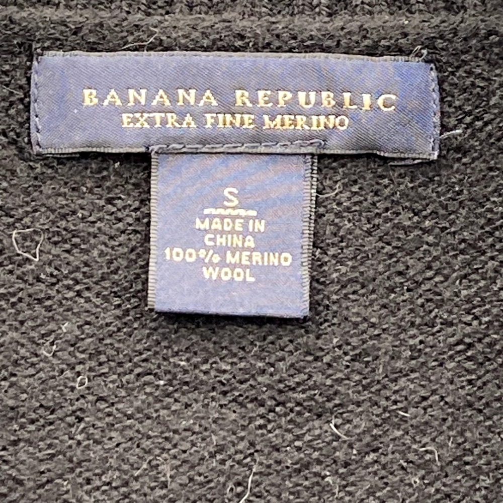 Banana Republic Sweater Adult Small Black Merino Wool 1/4 Button Up Knit Women's - Picture 5 of 10